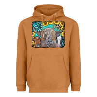 Meerkat Cows Glitter Turquoise Leopard Sunflowers Heavyweight Hoodie - CowCowDesign