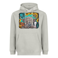Moon Dust Cows Glitter Turquoise Leopard Sunflowers Heavyweight Hoodie - CowCowDesign