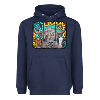 Navy Cows Glitter Turquoise Leopard Sunflowers Heavyweight Hoodie - CowCowDesign