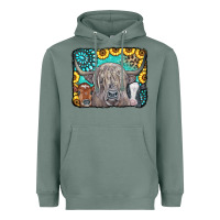 Sage Cows Glitter Turquoise Leopard Sunflowers Heavyweight Hoodie - CowCowDesign