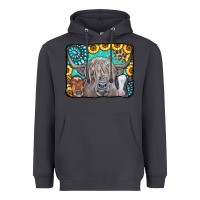 Smoke Cows Glitter Turquoise Leopard Sunflowers Heavyweight Hoodie - CowCowDesign