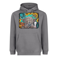 Storm Cows Glitter Turquoise Leopard Sunflowers Heavyweight Hoodie - CowCowDesign