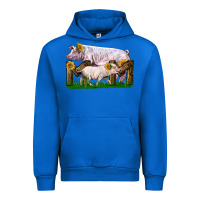 Cobalt Mom With White Chester Pig And Baby Pig Urban Hoodie - LillyAllenDesigns