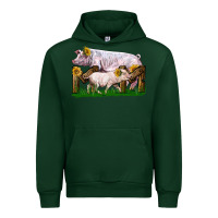 Forest Green Mom With White Chester Pig And Baby Pig Urban Hoodie - LillyAllenDesigns