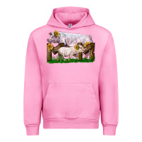 Fuchsia Pink Mom With White Chester Pig And Baby Pig Urban Hoodie - LillyAllenDesigns