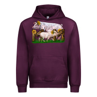 Mauve Wine Mom With White Chester Pig And Baby Pig Urban Hoodie - LillyAllenDesigns