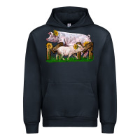 Navy Mom With White Chester Pig And Baby Pig Urban Hoodie - LillyAllenDesigns