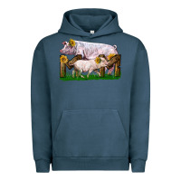 Pigment Midnight Navy Mom With White Chester Pig And Baby Pig Urban Hoodie - LillyAllenDesigns