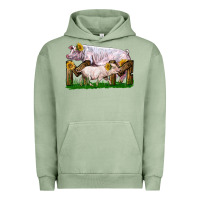 Pigment Oil Green Mom With White Chester Pig And Baby Pig Urban Hoodie - LillyAllenDesigns
