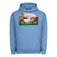 Pigment Pebble Blue Mom With White Chester Pig And Baby Pig Urban Hoodie - LillyAllenDesigns