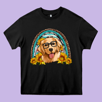 Golden Retriever Rainbow Heavy Core Tee Designed By Artiststas