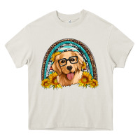 Cream golden retriever rainbow Heavy Core Tee - Artiststas