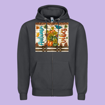 Autumn Vibes Zipper Hoodie Designed By Tumblerdesignbyshophia