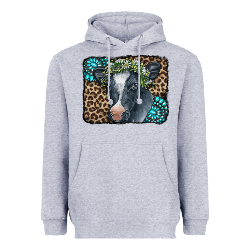 Floral Cow Leopard Gemstone Heavyweight Hoodie by CowCowDesign | Teevron