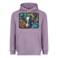 Lavender Floral Cow Leopard Gemstone Heavyweight Hoodie - CowCowDesign