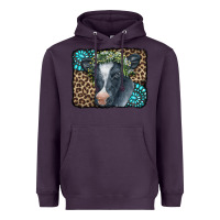 Plum Floral Cow Leopard Gemstone Heavyweight Hoodie - CowCowDesign