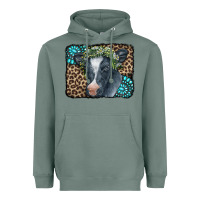 Sage Floral Cow Leopard Gemstone Heavyweight Hoodie - CowCowDesign