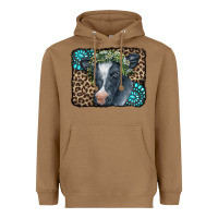Toasted Coconut Floral Cow Leopard Gemstone Heavyweight Hoodie - CowCowDesign