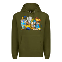 Army Green Softball coffee cups Premium Hoodie - HowdyJamesFarm