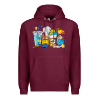 Burgundy Softball coffee cups Premium Hoodie - HowdyJamesFarm