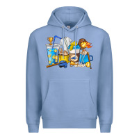 Colony Blue Softball coffee cups Premium Hoodie - HowdyJamesFarm