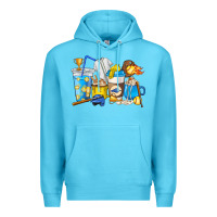 Ocean Blue Softball coffee cups Premium Hoodie - HowdyJamesFarm
