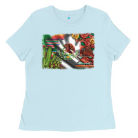 Baby Blue mexico flag sunflowers roses and cactus with serape aztec and leopard Ladies Tee - Artiststas