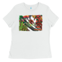 White mexico flag sunflowers roses and cactus with serape aztec and leopard Ladies Tee - Artiststas