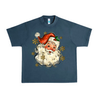 Midnight Navy Christmas Santa Urban Heavy Tee - MaliasSmallBusiness