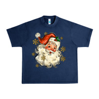 Navy Christmas Santa Urban Heavy Tee - MaliasSmallBusiness