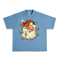 Pebble Blue Christmas Santa Urban Heavy Tee - MaliasSmallBusiness