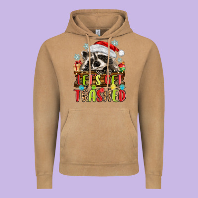 Lets Get Trashed With Raccoon Vintage Hoodie Designed By Maliassmallbusiness