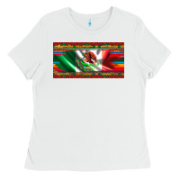 White mexico flag serape roses leopard and glitter licanse plate Ladies Tee - Artiststas