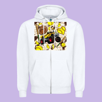 Softball Crusher Zipper Hoodie Designed By Tumblerdesignbyshophia