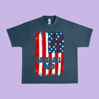 Baseball Dad American Flag Urban Heavy Tee Designed By Jahusdesignshop