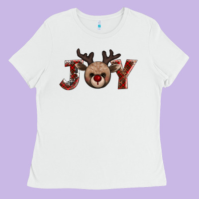 Joy Reindeer Ladies Tee Designed By Adodesignshop