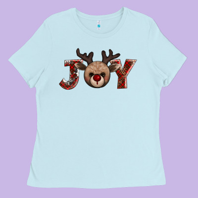 Joy Reindeer Ladies Tee Designed By Adodesignshop