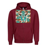 Burgundy gemstone bull skull leopard Zipper Hoodie - TumblerDesignByShophia