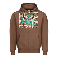 Chestnut gemstone bull skull leopard Zipper Hoodie - TumblerDesignByShophia