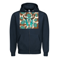 Navy gemstone bull skull leopard Zipper Hoodie - TumblerDesignByShophia