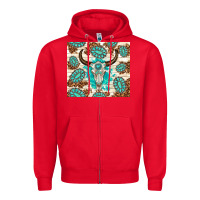 Red gemstone bull skull leopard Zipper Hoodie - TumblerDesignByShophia