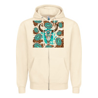 Sandshell gemstone bull skull leopard Zipper Hoodie - TumblerDesignByShophia