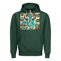 Sports Green gemstone bull skull leopard Zipper Hoodie - TumblerDesignByShophia