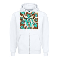 White gemstone bull skull leopard Zipper Hoodie - TumblerDesignByShophia