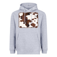 Heather Grey Brown Cowhide Background Heavyweight Hoodie - CowCowDesign