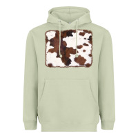 Matcha Brown Cowhide Background Heavyweight Hoodie - CowCowDesign