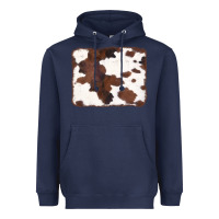 Navy Brown Cowhide Background Heavyweight Hoodie - CowCowDesign