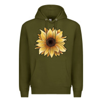 Army Green watercolor sunflower Premium Hoodie - JahusDesignShop