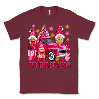 Burgundy Tis' the season pink Christmas gnomes truck Classic Tee - NancyCooperArtShop