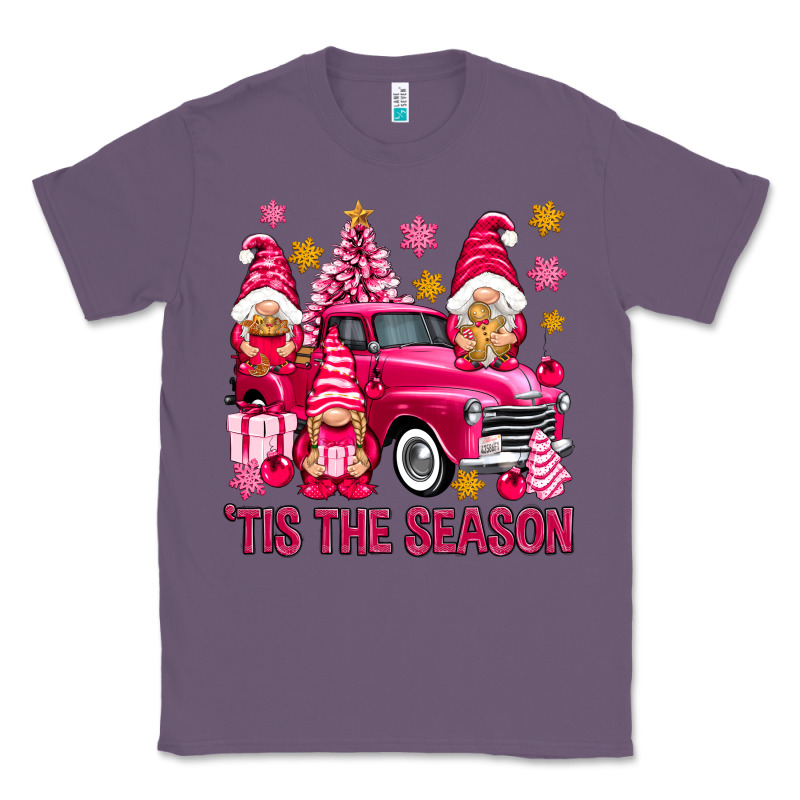 Tis' The Season Pink Christmas Gnomes Truck Classic Tee by NancyCooperArtShop | Teevron